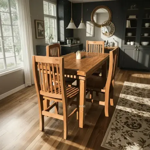 Comedor rustico artesanal 120x80 con 4 sillas de 4 fajas