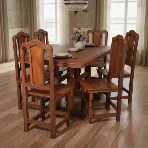 Comedor de algarrobo expandible Maderera Machagai con 6 sillas