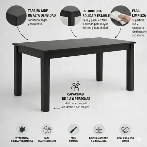 Mesa Eco Laqueada 140x80 — vista lateral