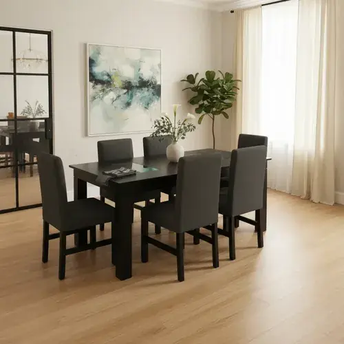 Comedor de algarrobo Algarrobostore premium con 6 sillas tapizadas