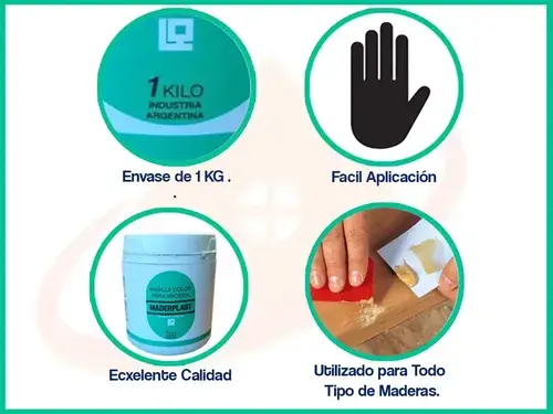 Masilla Maderplast 1kg — vista del envase abierto