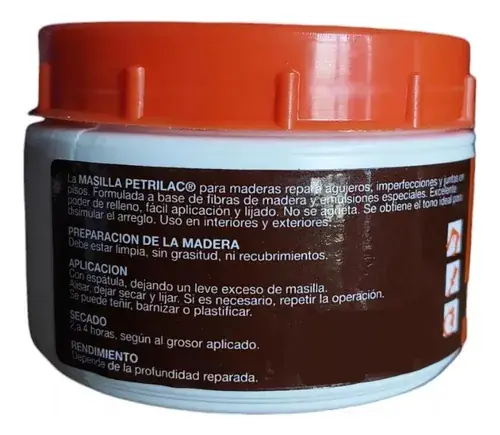 Masilla Petrilac 225g — etiqueta con instrucciones