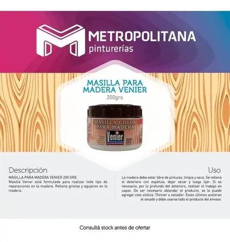 Masilla Venier 200cc — detalle de la textura