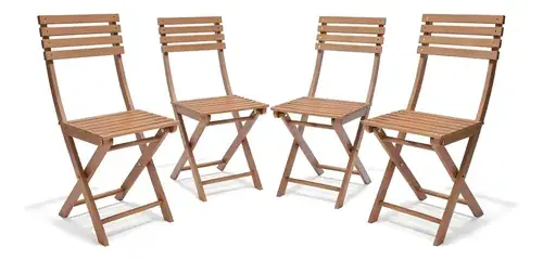 Set sillas bistro plegables madera Corfam x4 — color marrón