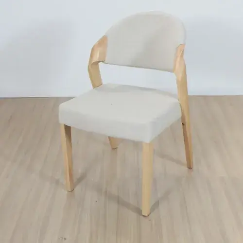Silla Elba madera de caucho con tapizado lino natural Tu Blanco