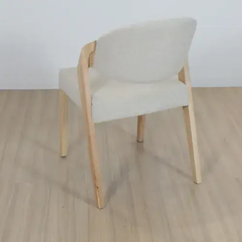 Silla Elba — detalle costura asiento lino