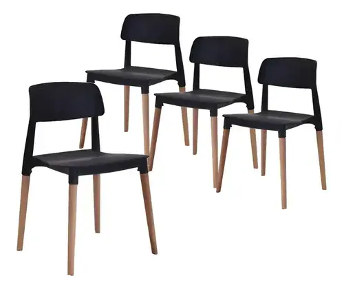 Sillas Milan Nórdicas x4 Baires4 — patas de pino, asiento PVC