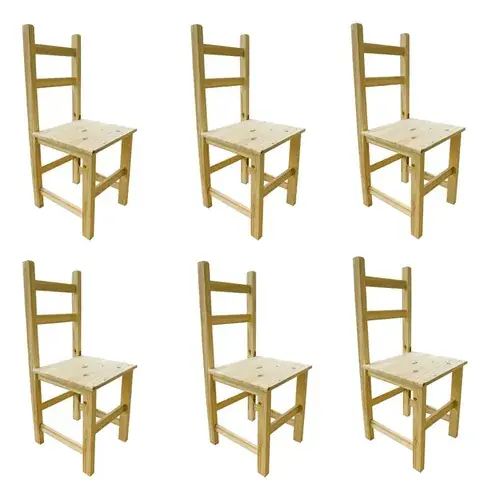Silla x6 pino macizo OH16 — set completo para comedor económico