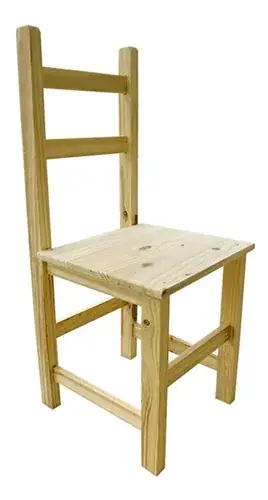Silla OH16 pino marrón claro — vista lateral con respaldo recto y patas macizas