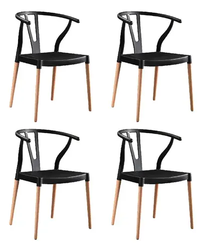 Silla Wishbone Niviko x4 — diseño CH24 madera y polipropileno