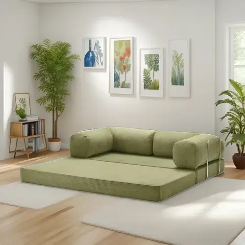 Sillon cama Teddy 3 cuerpos pana antimancha — vista frontal
